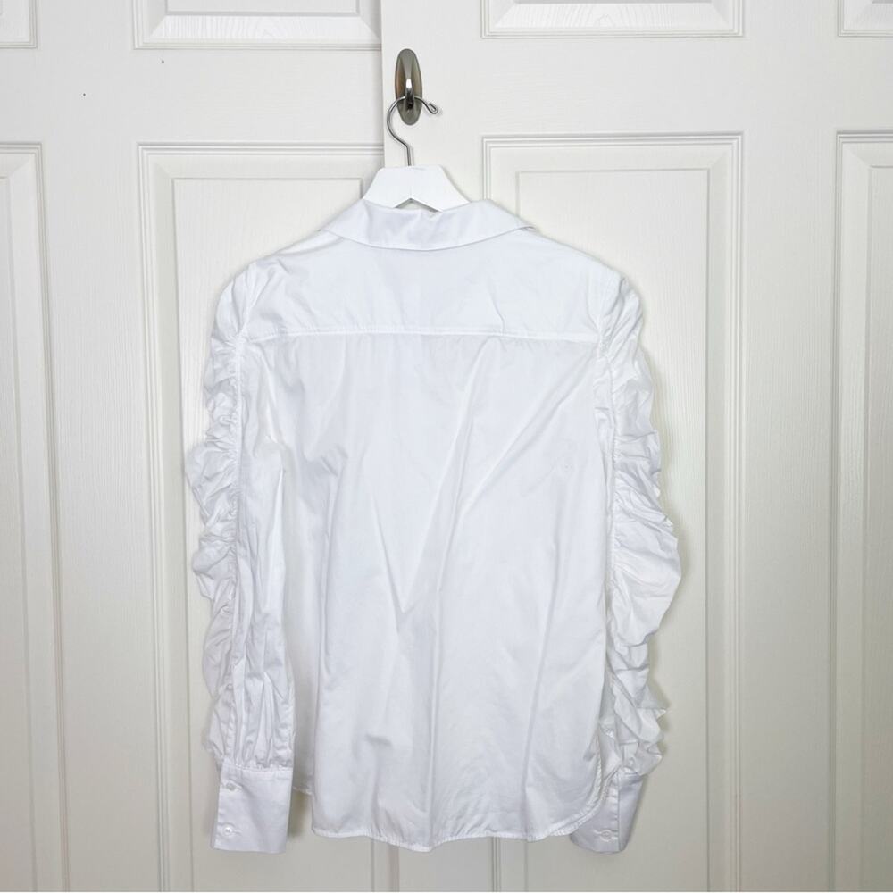Anthropologie Harshman Julianna White Ruched Puff Sleeve Shirt Poplin NWT Sz L - Picture 5 of 9
